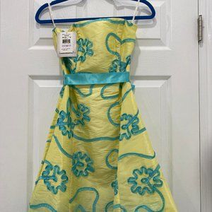 Jessica McClintock Size 5 Yellow and Blue Dress